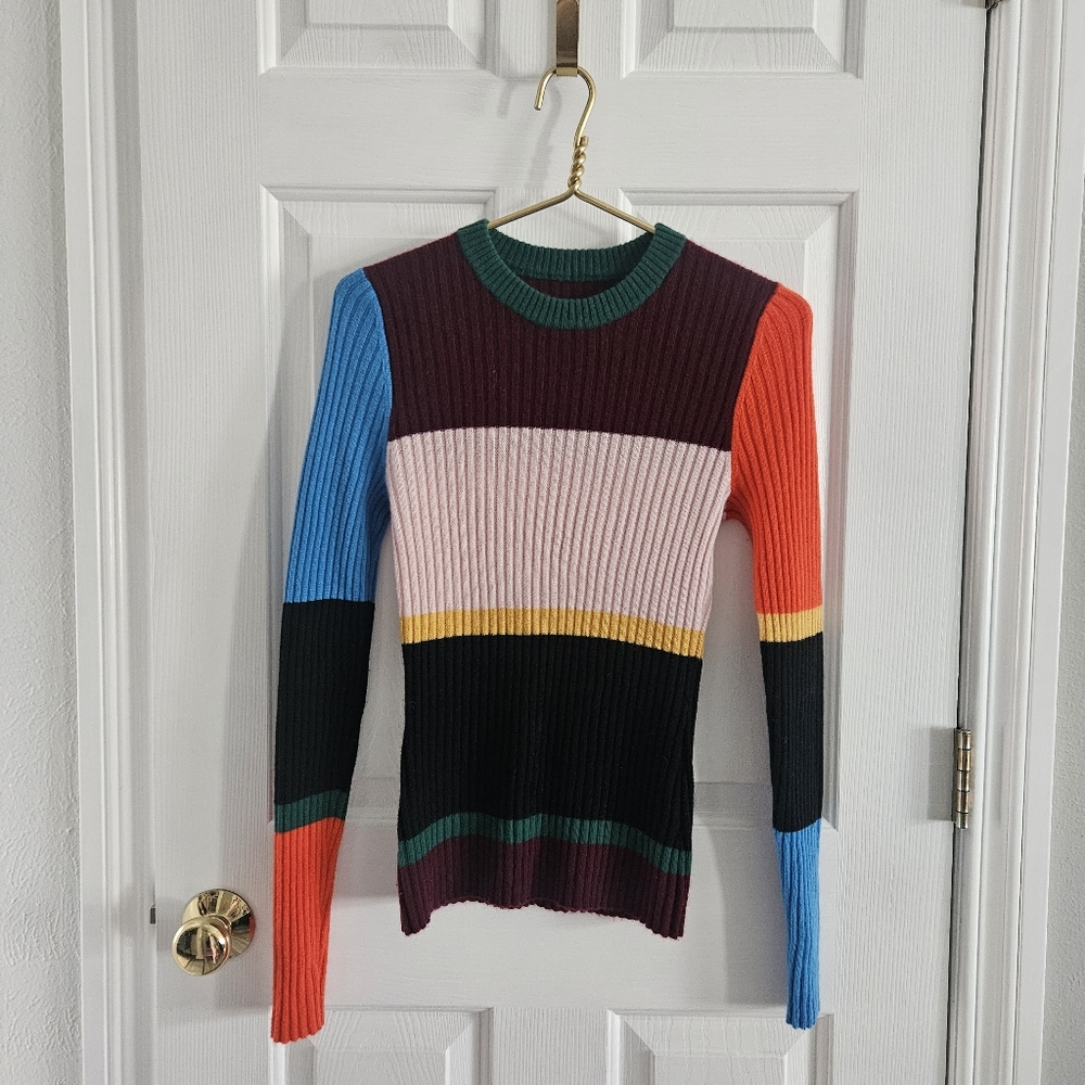 NWOT Autumn Cashmere Color Block Ribbed Cashmere Sweater